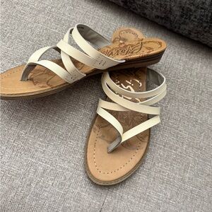 Blowfish Strappy Cream Slide Sandals